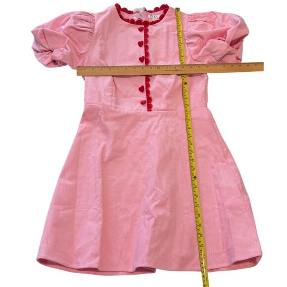 TCEC Red and Pink Valentine Front Buttons Heart Corduroy Dress Size Medium NWOT - Picture 11 of 11